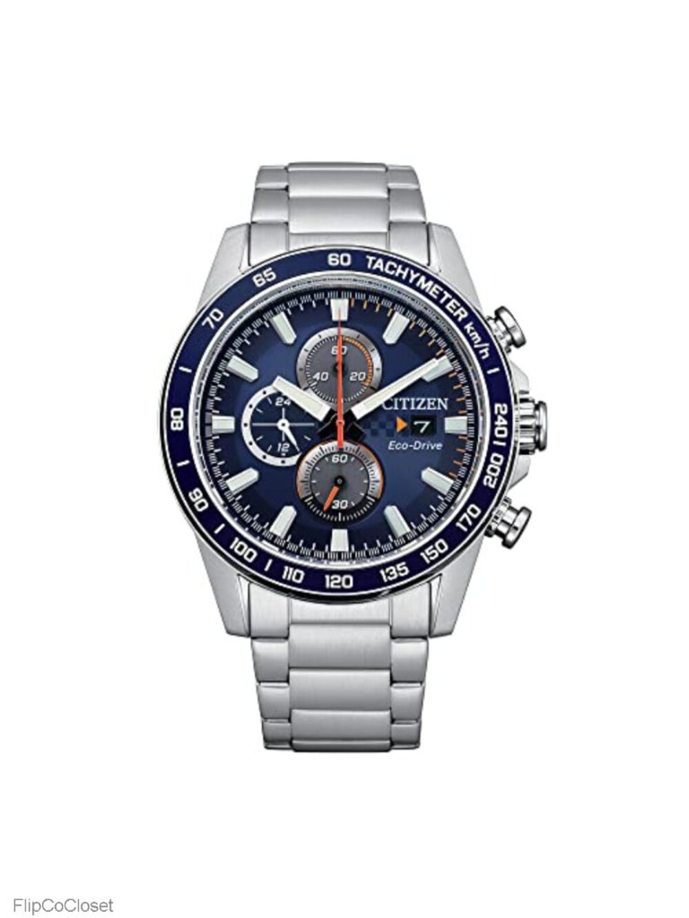 Men's Eco-Drive Chronograph Stainless Steel Watch, 100m Water Resistant,